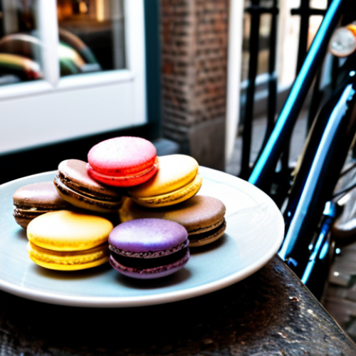 Home 24 **
"A cozy Amsterdam café scene, showcasing a beautifully arranged plate with Injeolmi macarons. The macarons are artfully displayed, highlighting the unique filling. Sunlight streams through the window, illuminating the scene. In the background, bicycles pass by on a cobblestone street. The setting is warm and inviting. Appropriate content, safe for work, fully clothed patrons, professional photography, perfect anatomy, natural proportions, high quality image."
**
